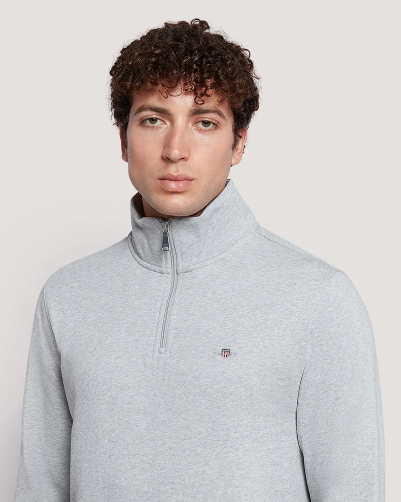 Gant Men’S Shield Logo Half Zip Cotton Sweatshirt