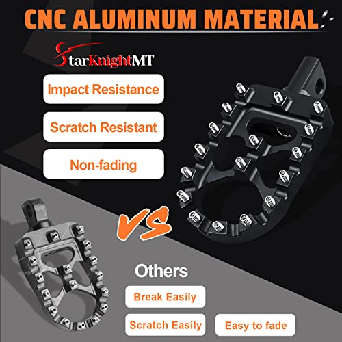 StarknightMT CNC Wide Fat Footpegs 360° Roating MX Foot Pegs Chopper Bobber Style Compatible with Dyna Fatboy Sportster Iron 883 (Black) - Image 4