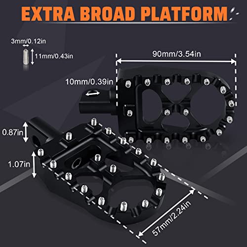 StarknightMT CNC Wide Fat Footpegs 360° Roating MX Foot Pegs Chopper Bobber Style Compatible with Dyna Fatboy Sportster Iron 883 (Black) - Image 3
