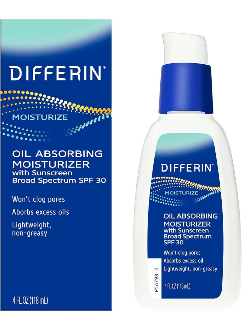 ديفرين Sunscreen for Face by the makers of Differin Gel, Oil Absorbing Moisturizer with SPF 30, Gentle Skin Care for Acne Prone Sensitive Skin, 4 oz - Image 1