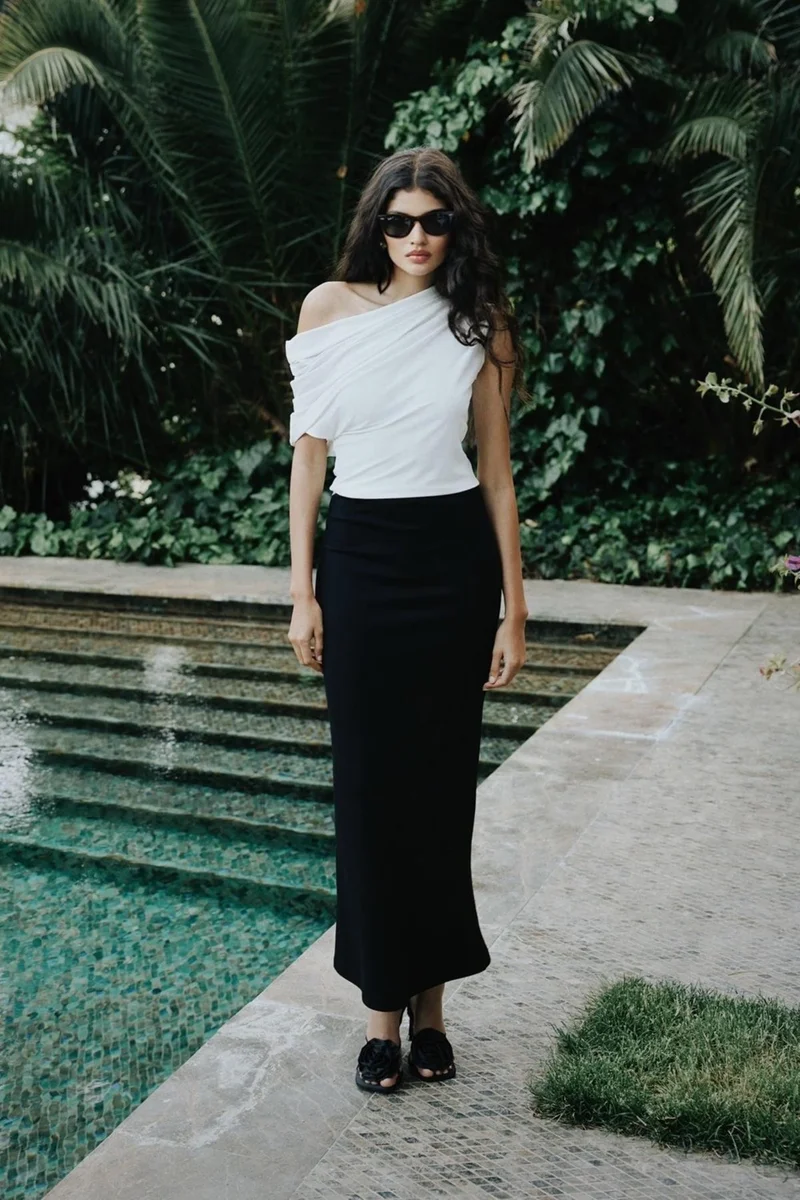 Suud Collection Black Slimming Maxi Pencil Skirt