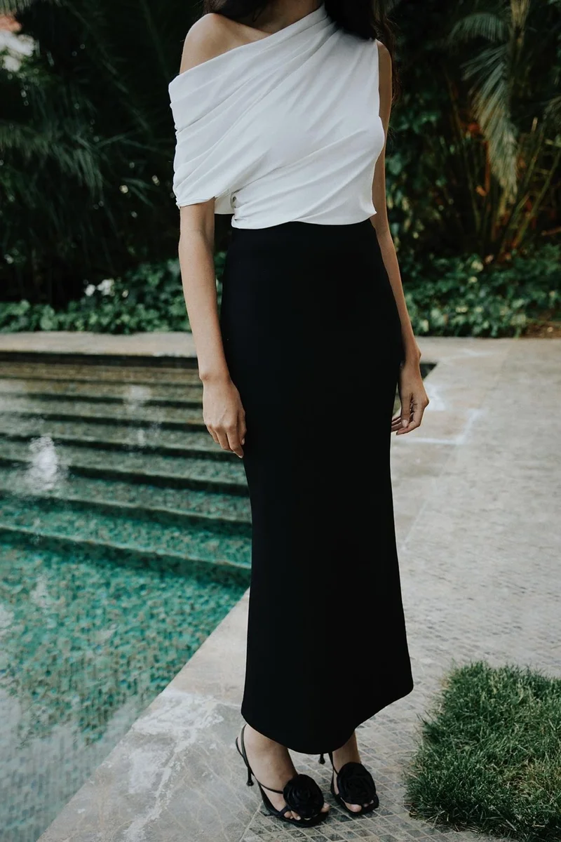 Suud Collection Black Slimming Maxi Pencil Skirt