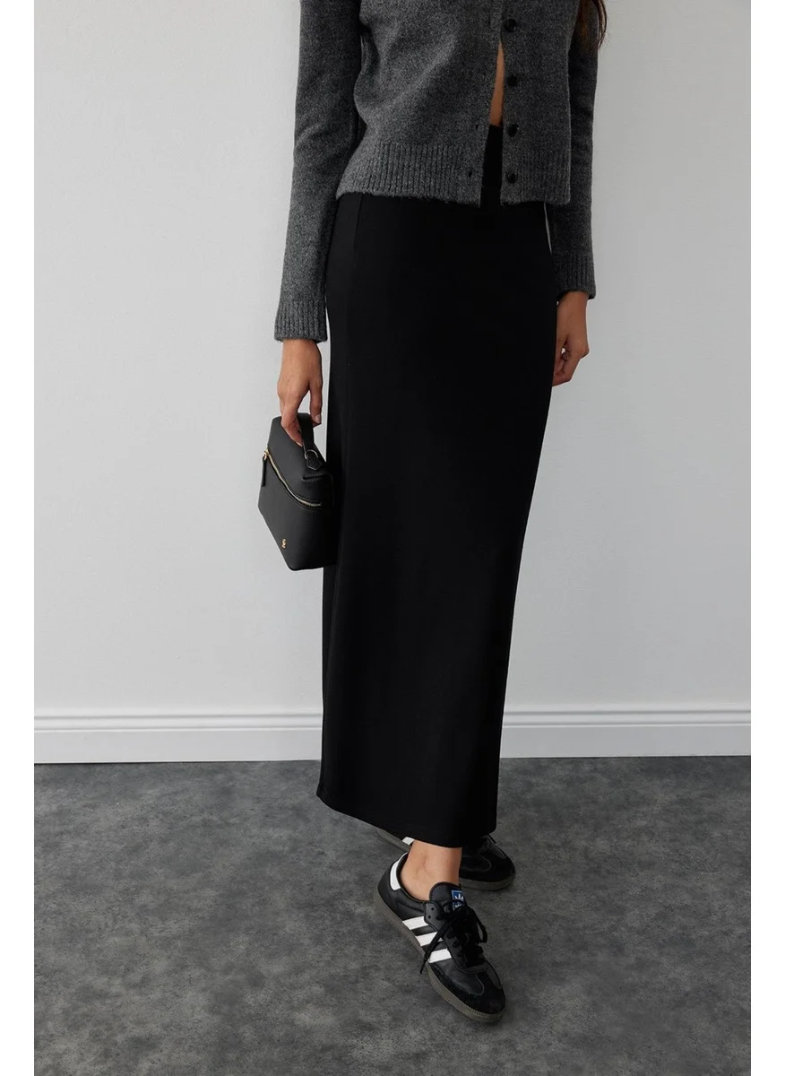 سود كوليكشن Black Slimming Maxi Pencil Skirt