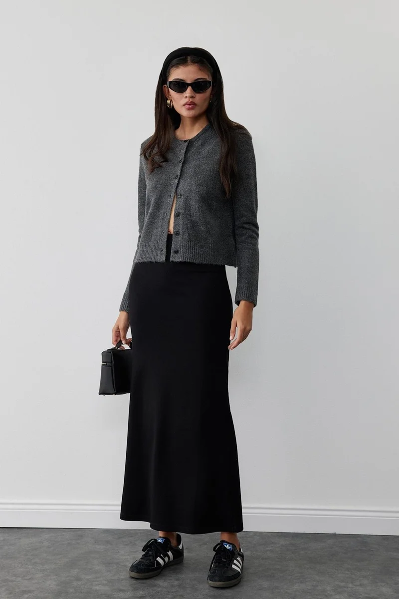 Suud Collection Black Slimming Maxi Pencil Skirt