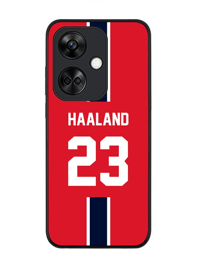 Stylizedd Rugged Black Edge case for OnePlus Nord CE3 Custom Slim fit Thin Phone Case Cover - Football Team - Norway, Player Name - Haaland - Image 1