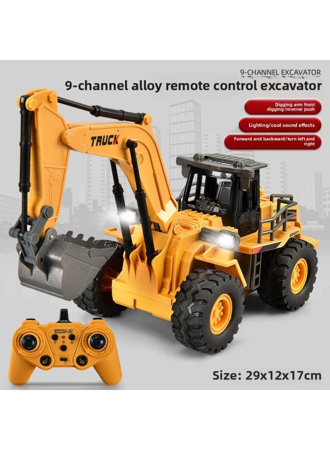 Wen Zhuangyuan 15-way Excavator Alloy Children's Remote Control Excavator High-end Electric Excavator Engineering Toys Cross-border-Color:Nine Directions [large Wheel Hook Machine]-Scale:3 Car Body Batteries  - Image 1
