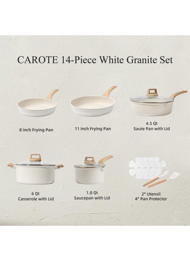 CAROTE CAROTE 14 Pcs Pots and Pans Set Nonstick,Cookware Set Kitchen Cooking Set with Utensil and Pan Protectors  - Image 2