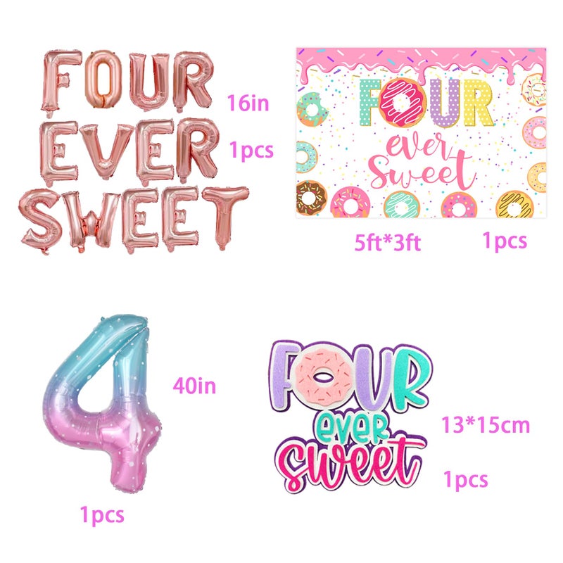 BEOXAGAR Four Ever Sweet Birthday Decorations, 4th Birthday Decorations Girl, Four Ever Sweet Balloon,Four Ever Sweet Birthday Party - Image 3