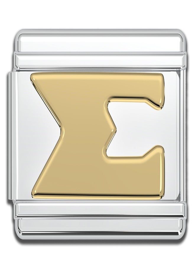 Fablinks Italian Greek Letter Charm, 9mm Gold Bracelet Link Charms for Women, Stainless Steel Sorority and Fraternity Jewelry Bracelets Links Letters for Men (Gold Sigma) - Image 1