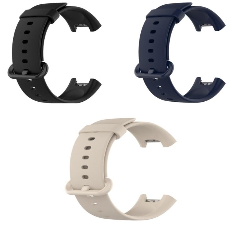 EDNITA Redmi Watch 2 Lite & Redmi GPS Smart Watch Band Strap with Soft Silicone Classic Strap & Secure Buckle - Black,Blue,Peach - Pack of 3 - Image 1