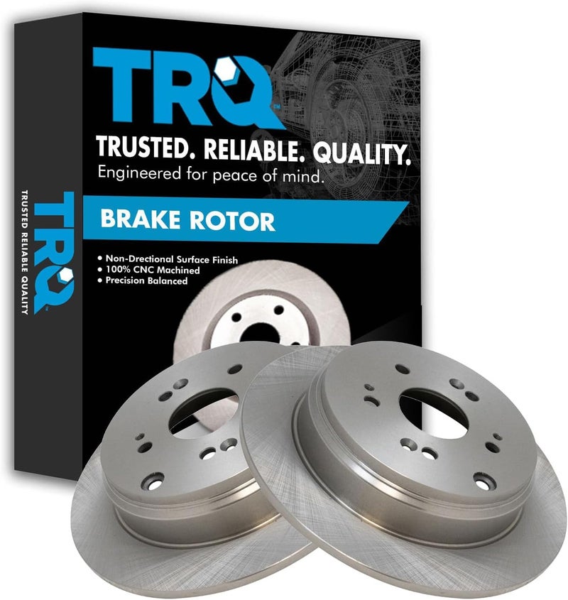 TRQ Rear Brake Rotors Set Solid Compatible with 2007-2018 Acura RDX 2005-2016 Honda CR-V - Image 1