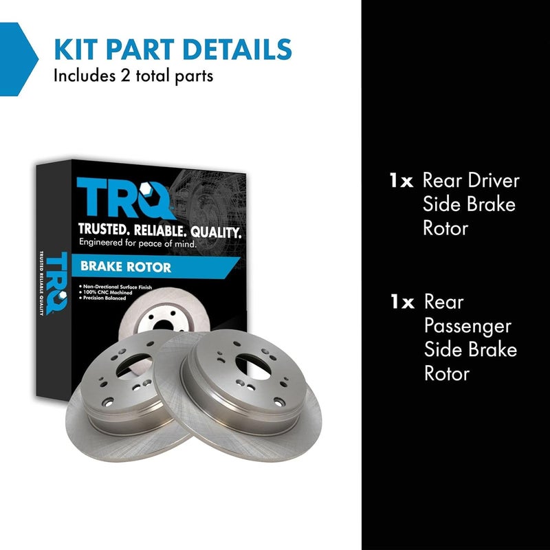 TRQ Rear Brake Rotors Set Solid Compatible with 2007-2018 Acura RDX 2005-2016 Honda CR-V - Image 2