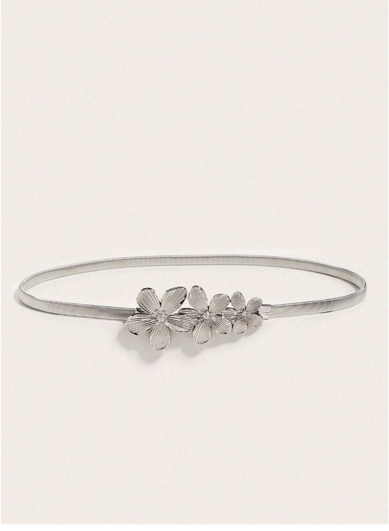 Shein 1pc New Floral Print  Alloy Waist Belt, For Dresses, Parties Or Daily Use - Image 4