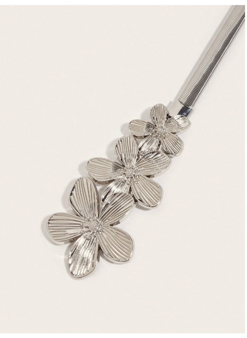 Shein 1pc New Floral Print  Alloy Waist Belt, For Dresses, Parties Or Daily Use - Image 2