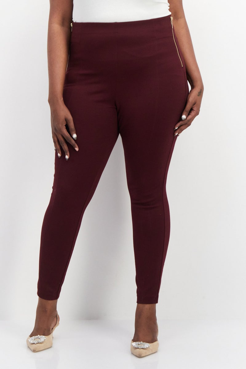 INC Women High Waist Skinny Pants, Maroon - Image 1