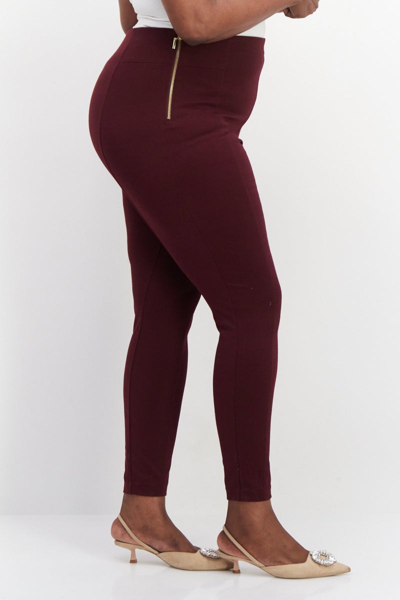 INC Women High Waist Skinny Pants, Maroon - Image 2