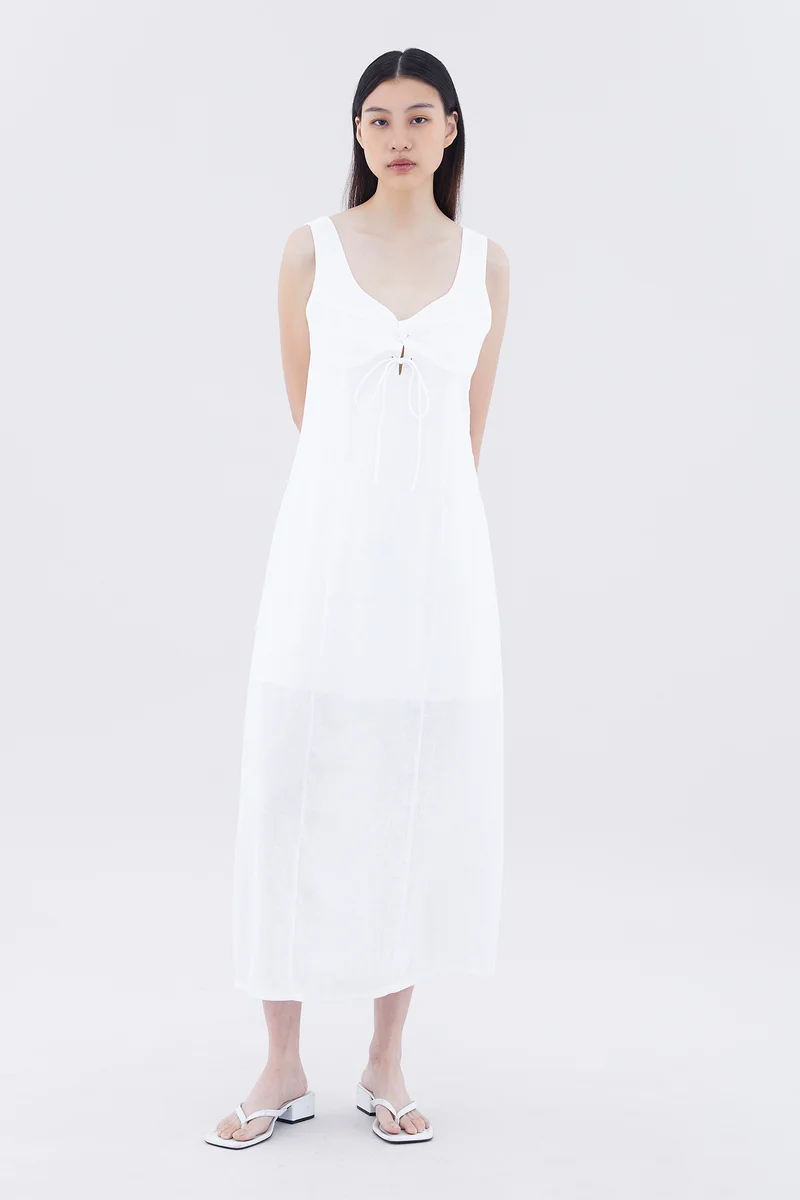 The Editor's Market Rocio Linen Tie-Front Dress