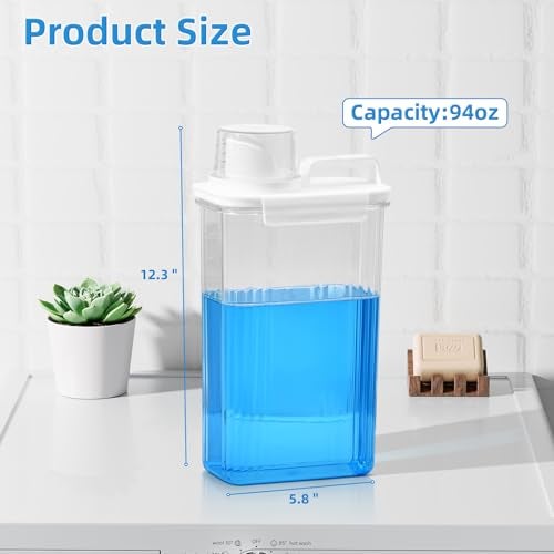 SUBEKYU Laundry Detergent Dispenser for Laundry Room,94oz Fabric Softener Dispenser,Liquid Laundry Detergent Container,Laundry Detergent Organizer for Laundry Room Organization with 6 Labels,2 Pack - Image 2