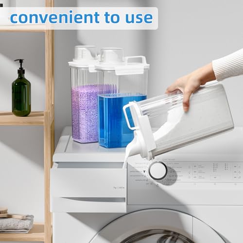 SUBEKYU Laundry Detergent Dispenser for Laundry Room,94oz Fabric Softener Dispenser,Liquid Laundry Detergent Container,Laundry Detergent Organizer for Laundry Room Organization with 6 Labels,2 Pack - Image 5