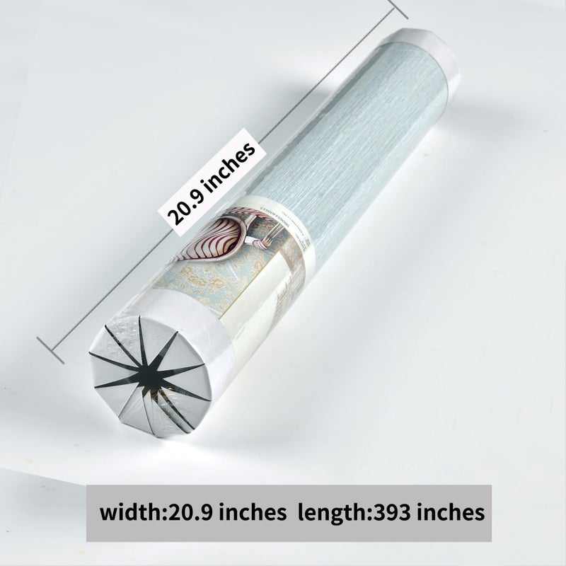 Haimin Grasscloth Wallpaper Peel and Stick 20.9in X 393in Fabric Contact Paper Wall Paper Textured Wallpaper Horizontal Stripes Look Self-Adhesive Thick Vinyl Embossed (Light Blue) - Image 2