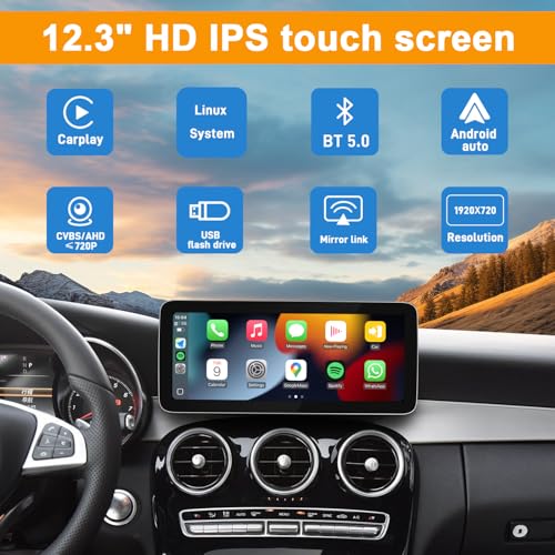 YEEHUNG 12.3" Linux Car Multimedia Screen for Mercedes Benz W205 W176 C117 W463 X156 W253 2016-2019 C A CLA G GLA GLC Class NTG5.0, Support CarPlay Android Auto Use OEM Bluetooth Calling - Image 3