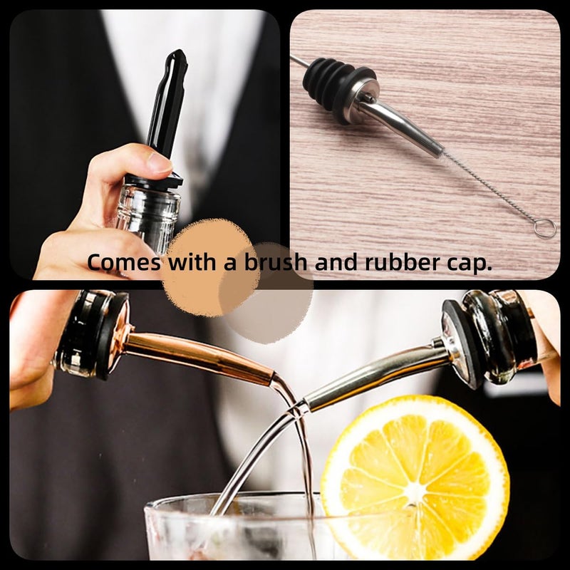 LEGERM Food-Grade Stainless Steel Liquor Pour Spouts with Dust Caps | Leak-Proof Speed Pourer for Liquor & Alcohol Bottles - Brushed Silver, Matte Black, Rose Gold - Image 5