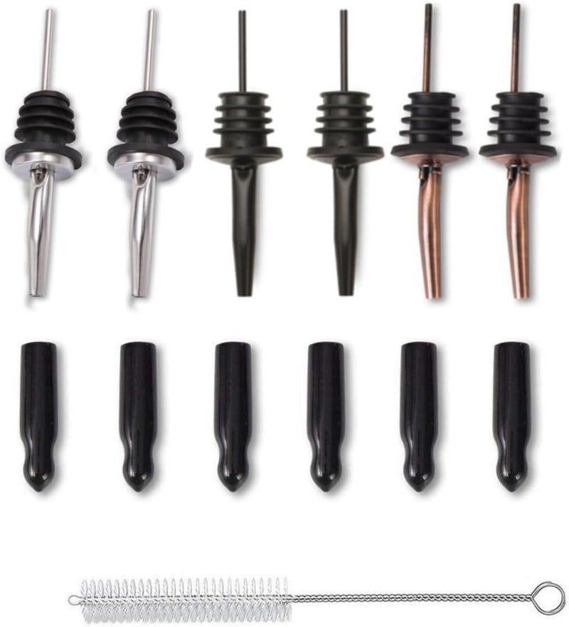 LEGERM Food-Grade Stainless Steel Liquor Pour Spouts with Dust Caps | Leak-Proof Speed Pourer for Liquor & Alcohol Bottles - Brushed Silver, Matte Black, Rose Gold - Image 1