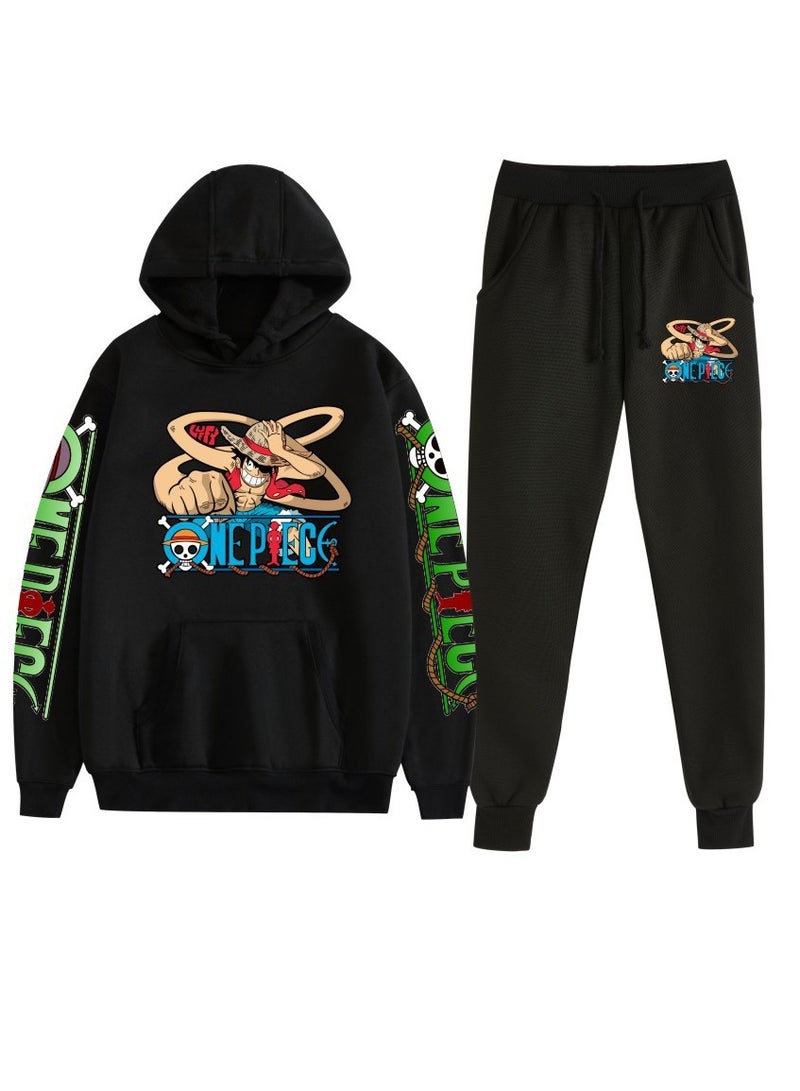 KUYING New One Piece Casual Loose Hooded Sweatshirt And Pants Set  - Image 1