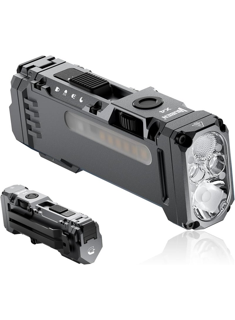 WUBEN X4 EDC Flat Flashlight with RGB Light, 1500 Lumens Mini Flashlight with Tactical Switch and Magnetic, IP68 Portable Pocket Clip USB C Flash Light for Camping, Checking, Emergencies - Image 1