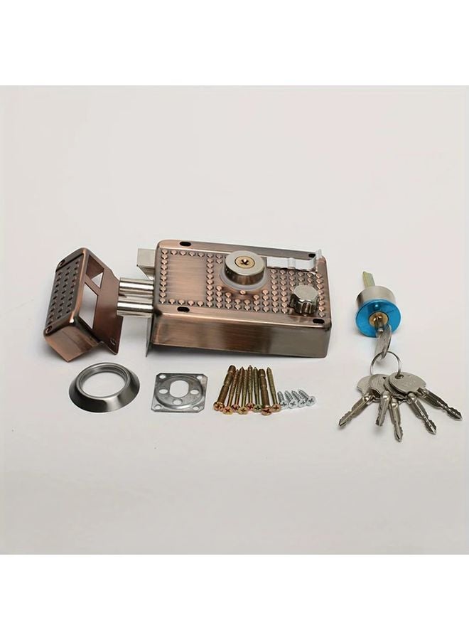 9331 Bronze Heavy Duty Copper Plated Anti Theft Vintage Exterior Door Lock With Cylinder And Key - Image 1