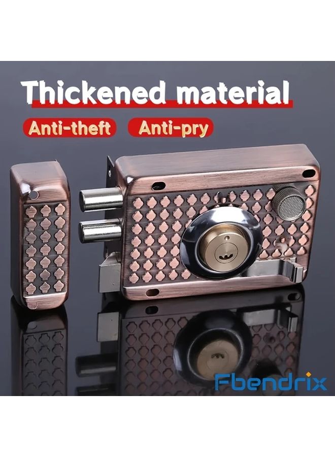 9331 Bronze Heavy Duty Copper Plated Anti Theft Vintage Exterior Door Lock With Cylinder And Key - Image 2