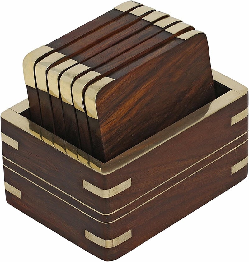 ITOS365 Wooden Drink Coasters Wood Table Coaster Set of 6 for Tea Cups Coffee Mugs Beer Cans Bar Tumblers and Water Glasses - Image 1