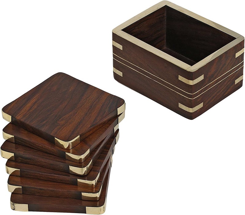 ITOS365 Wooden Drink Coasters Wood Table Coaster Set of 6 for Tea Cups Coffee Mugs Beer Cans Bar Tumblers and Water Glasses - Image 4