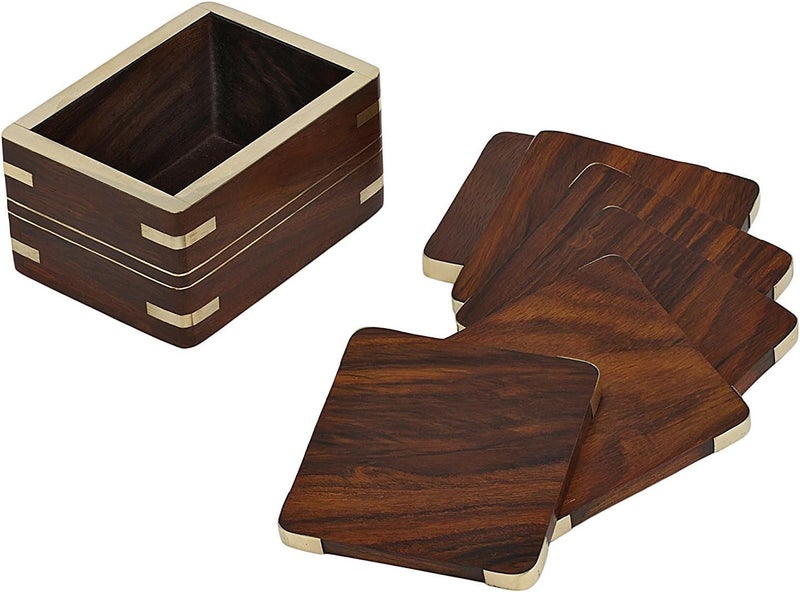 ITOS365 Wooden Drink Coasters Wood Table Coaster Set of 6 for Tea Cups Coffee Mugs Beer Cans Bar Tumblers and Water Glasses - Image 3