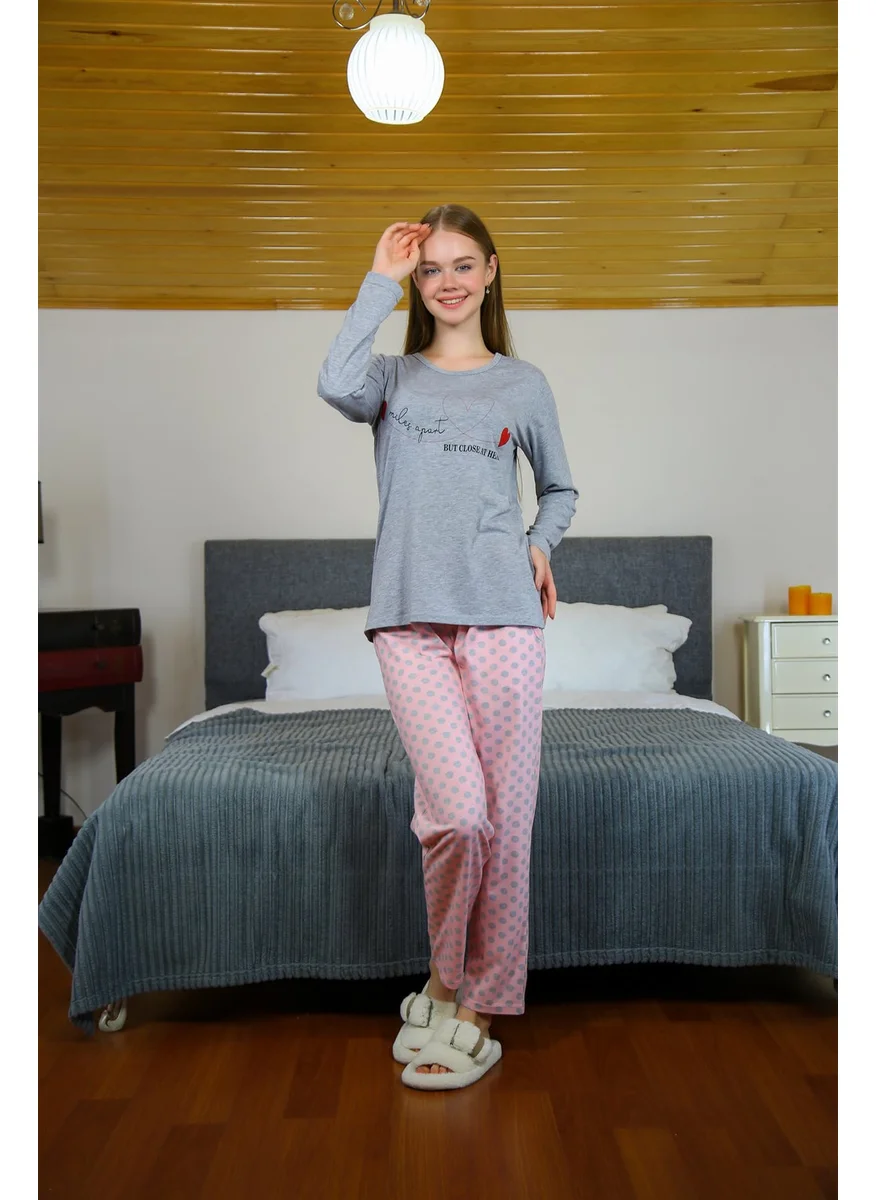 اكبينيز Women's Combed Cotton Long Sleeve Pajamas Set 4116