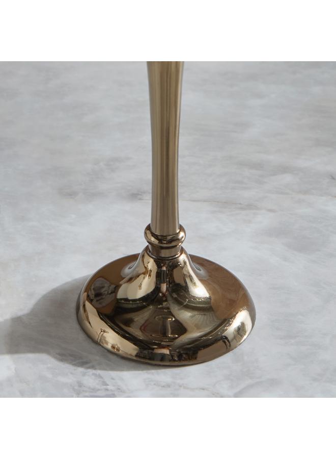 Home Box Jebha Half Crackle and Luster Glass Votive Holder on Steel Base with Steel Ring on Top - 12x12x38 cm  - Image 4