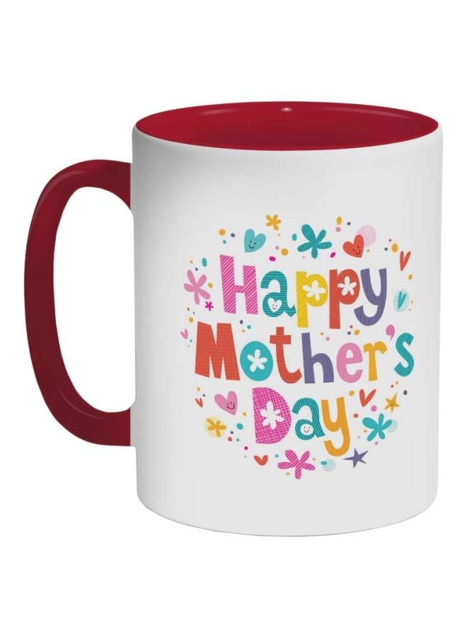 Happy Mother's Day Printed Coffee Mug Red/Pink/White 325ml