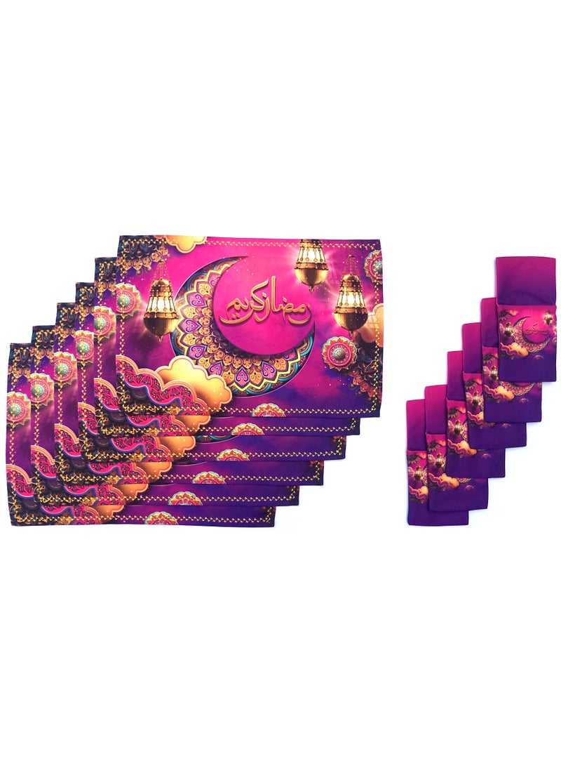 Alwan طقم رمضان من 6 حصائر و 6 حوامل أدوات مائدة - Image 1