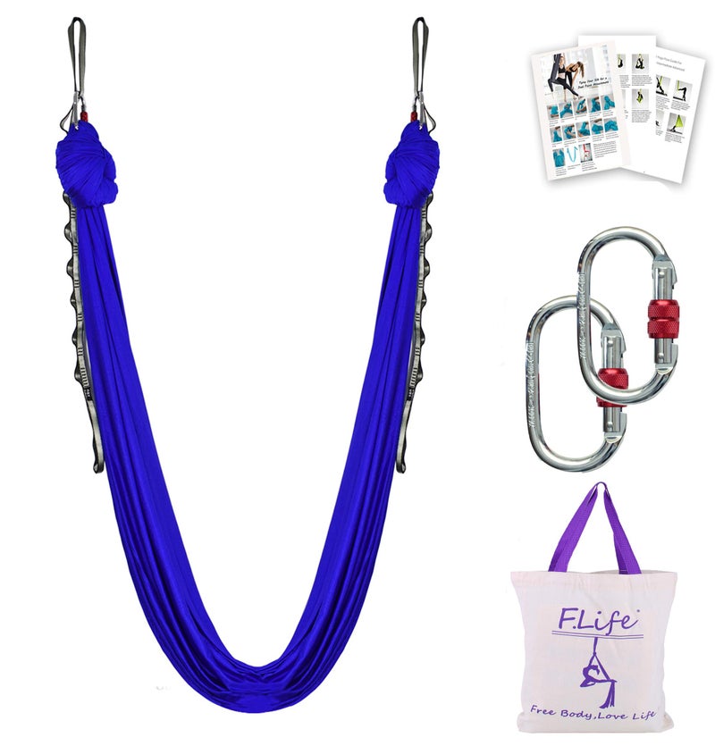 FLife Aerial Yoga Hammock 55 Yards Include Daisy ChainCarabiner and Pose Guide Royal Blue