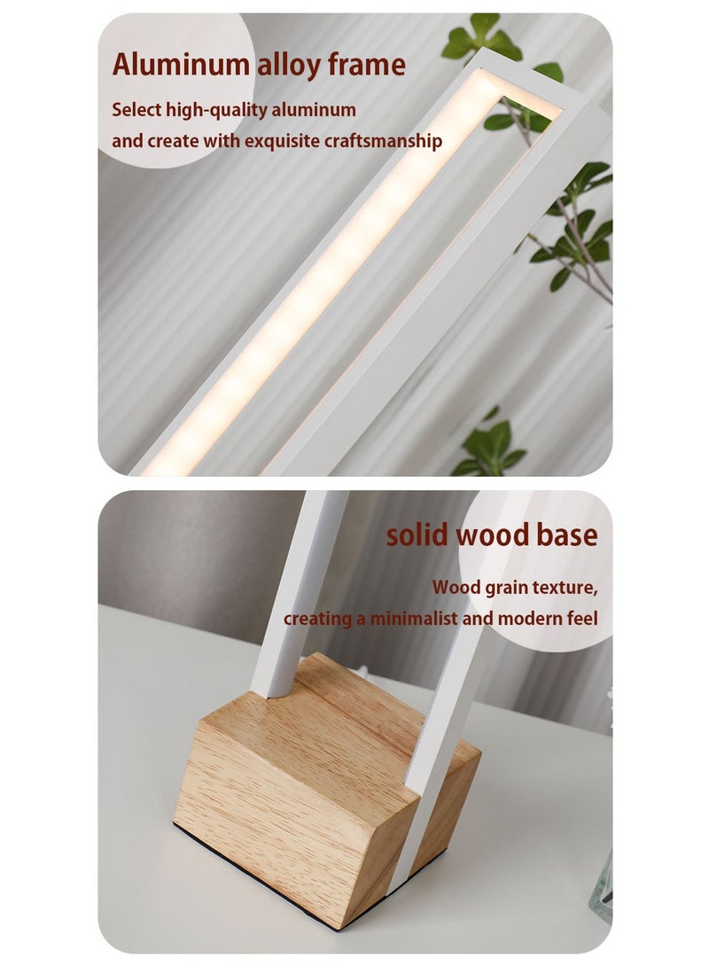 LOOPITYS Desk Lamp, reading lamp,  bedside lamp，LED（3 color temperature 3000K-6000K adjustable, white, USB plug power supply）, rectangular wooden bedside lamp, suitable for bedroom, living room, bedside table, dressing table - Image 5