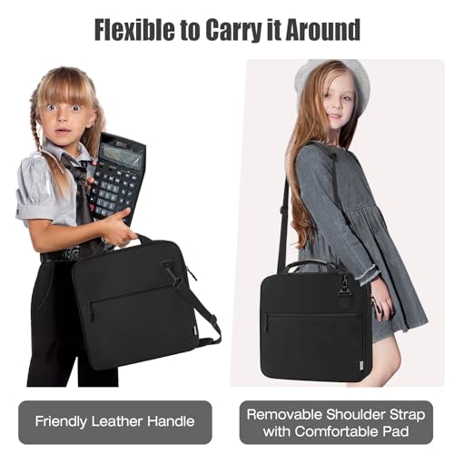 MoKo Zipper Binder, 2 Inch 3 Ring Binder with 500 Sheets Capacity & Shoulder Strap & Handle, Multi-Pocket Zipper Organizer for Middle School, Black - Image 5