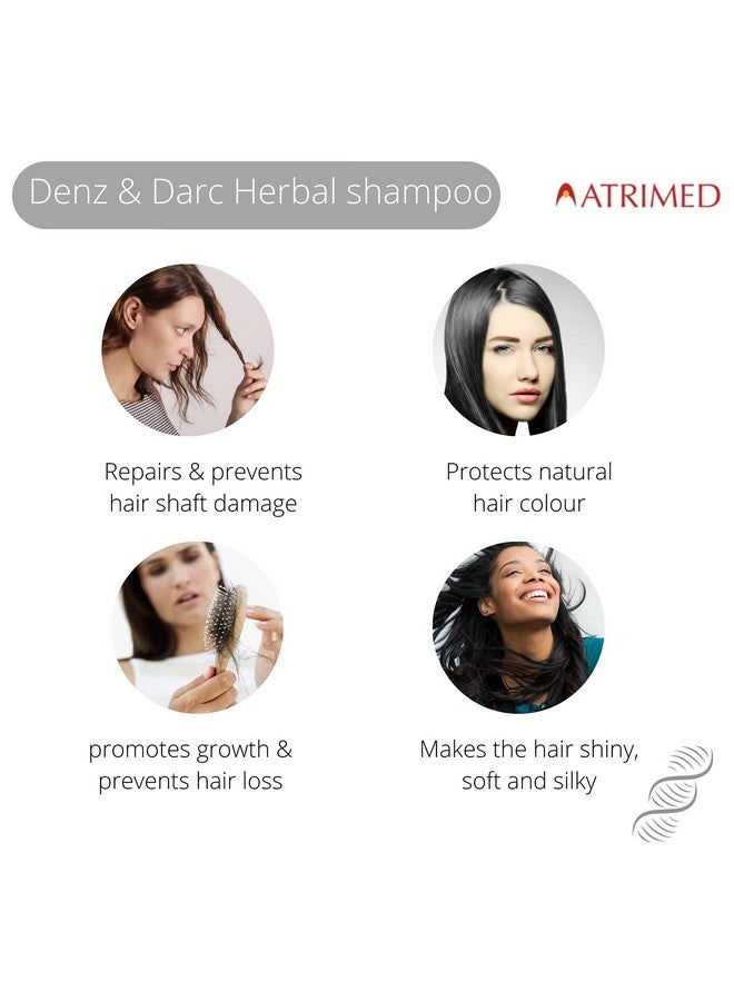 ATRIMED Denz & Darc Herbal Therapeutic Shampoo Protects Natural Hair Colour & Lusture | Enriched With Hibiscus & Aloe Vera | 200Ml | Pack Of 1 - Image 4
