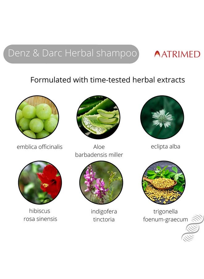 ATRIMED Denz & Darc Herbal Therapeutic Shampoo Protects Natural Hair Colour & Lusture | Enriched With Hibiscus & Aloe Vera | 200Ml | Pack Of 1 - Image 5