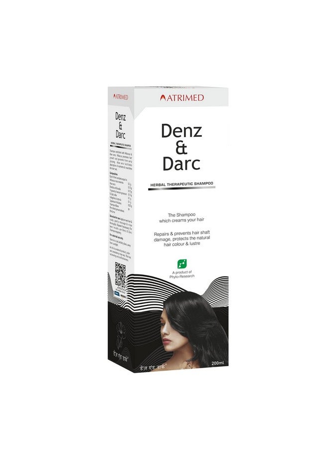 ATRIMED Denz & Darc Herbal Therapeutic Shampoo Protects Natural Hair Colour & Lusture | Enriched With Hibiscus & Aloe Vera | 200Ml | Pack Of 1 - Image 1