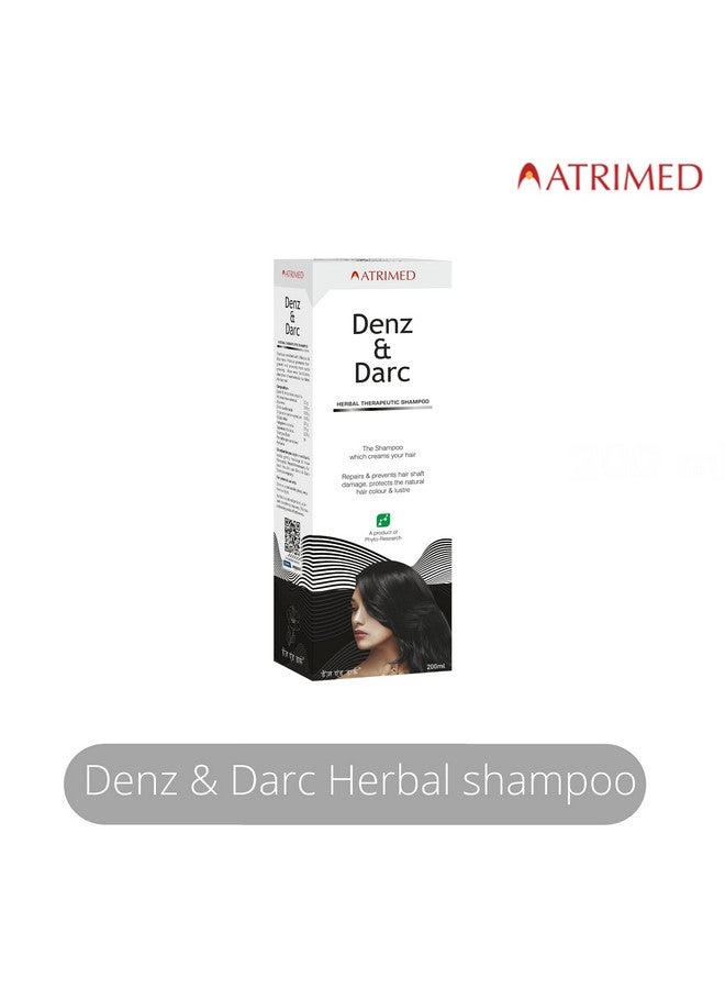 ATRIMED Denz & Darc Herbal Therapeutic Shampoo Protects Natural Hair Colour & Lusture | Enriched With Hibiscus & Aloe Vera | 200Ml | Pack Of 1 - Image 2