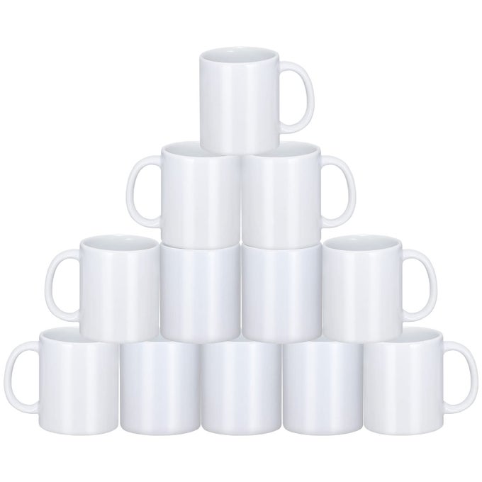 SUBLIMATION MUGS 12PCS COFFEE MUGS BLANK WHITE CERAMIC COFFEE MUG SET SUBLIMATION CUPS 11 OZ CHRISTMAS COFFEE MUG FOR HOT CHOCOLATE LATTE TEA MILK DIY PRODUCTS