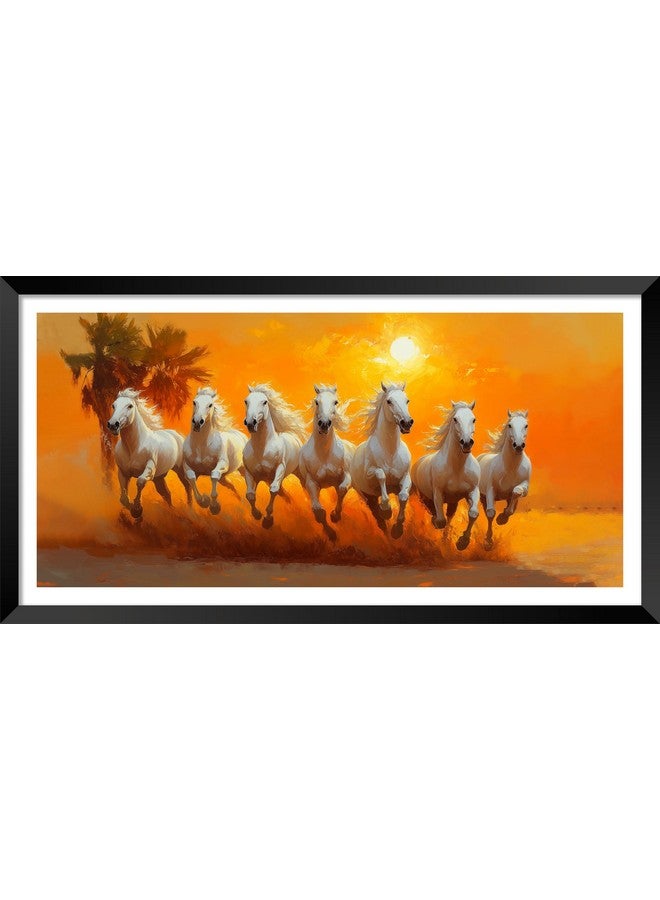 DBrush 7 Running White Horses Wall Painting, 36 x 61 cm, Laminated water proof Framed - Image 1
