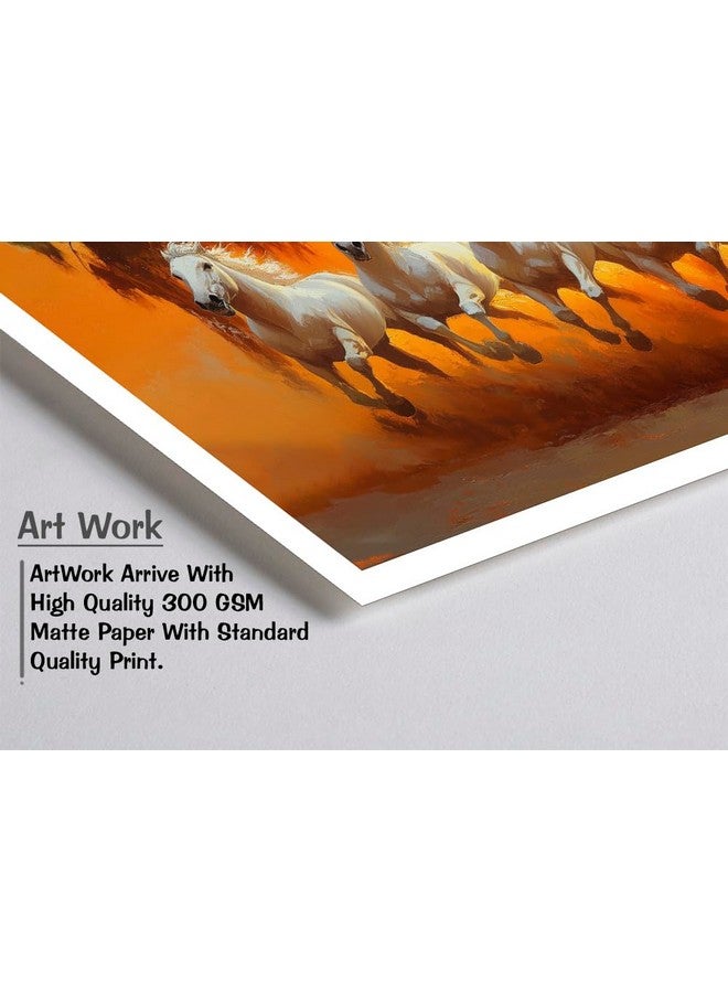 DBrush 7 Running White Horses Wall Painting, 36 x 61 cm, Laminated water proof Framed - Image 5
