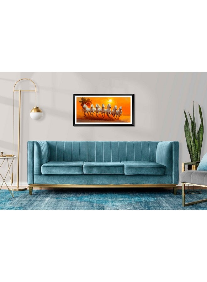 DBrush 7 Running White Horses Wall Painting, 36 x 61 cm, Laminated water proof Framed - Image 3