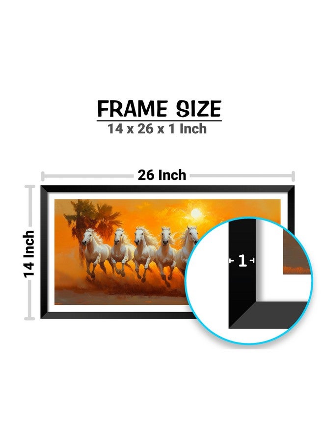 DBrush 7 Running White Horses Wall Painting, 36 x 61 cm, Laminated water proof Framed - Image 2